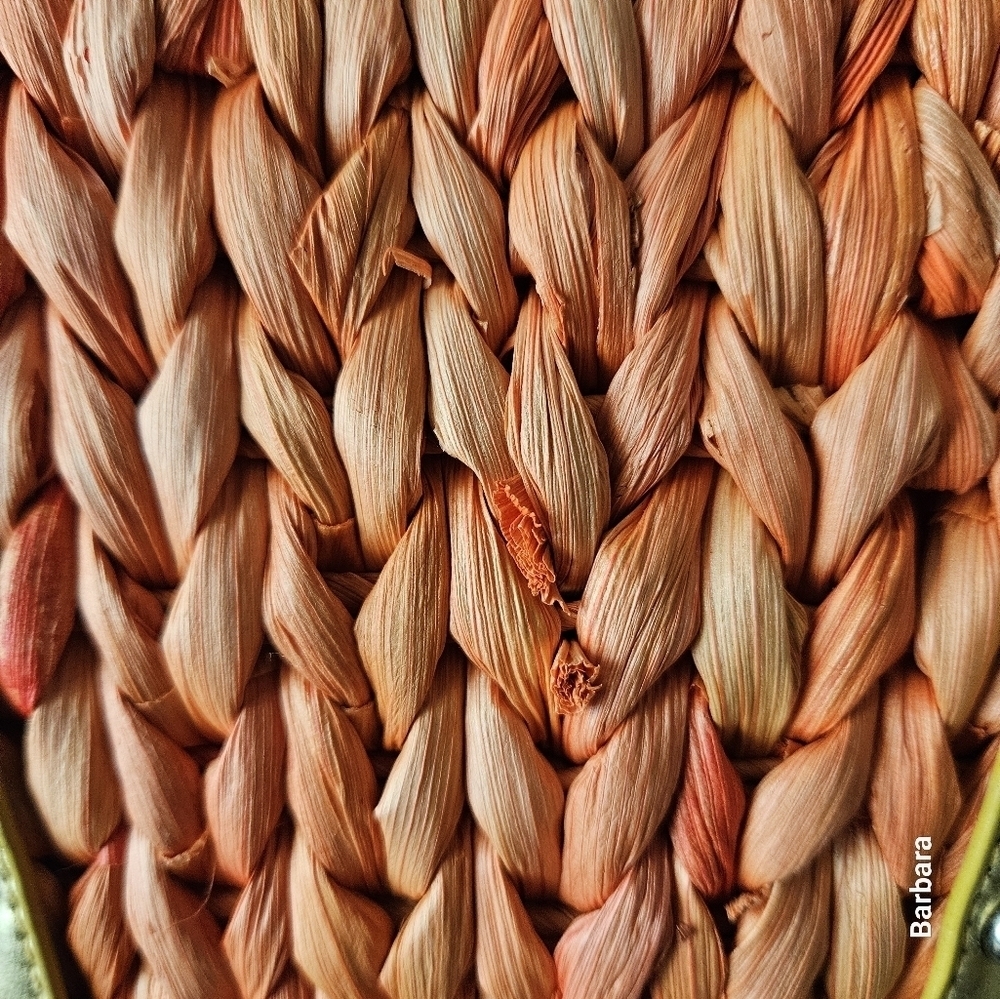 Seagull Studios "Urban Beach" Tangerine Raffia with Cornhusk Wooden Handles Bag - Picture 12 of 15